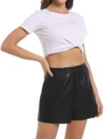 Everbellus Faux Leather High Waisted Shorts with Pockets for Women 4
