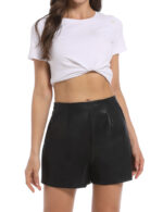 Everbellus Faux Leather High Waisted Shorts with Pockets for Women 5