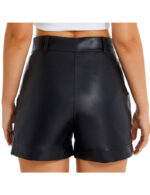 Everbellus Women High Waisted Faux Leather Shorts with Pockets 3