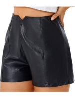 Everbellus Womens Wide Leg Shorts High Waisted Faux Leather Shorts 1
