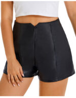 Everbellus Womens Wide Leg Shorts High Waisted Faux Leather Shorts 2