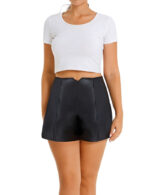 Everbellus Womens Wide Leg Shorts High Waisted Faux Leather Shorts 5