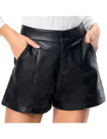 Everbellus Womens Faux Leather High Waisted Shorts with Pockets 1