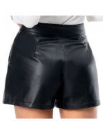 Everbellus Womens Faux Leather High Waisted Shorts with Pockets 3