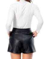 Everbellus Womens Faux Leather High Waisted Shorts with Pockets 5