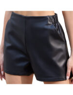 Black Faux Leather Shorts with Pockets for Women Sexy PU Shorts 2