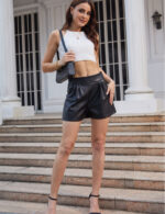 faux leather high waisted shorts