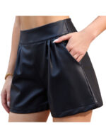 leather high waist shorts