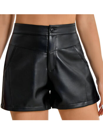 high rise leather shorts