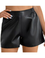 leather zip up shorts