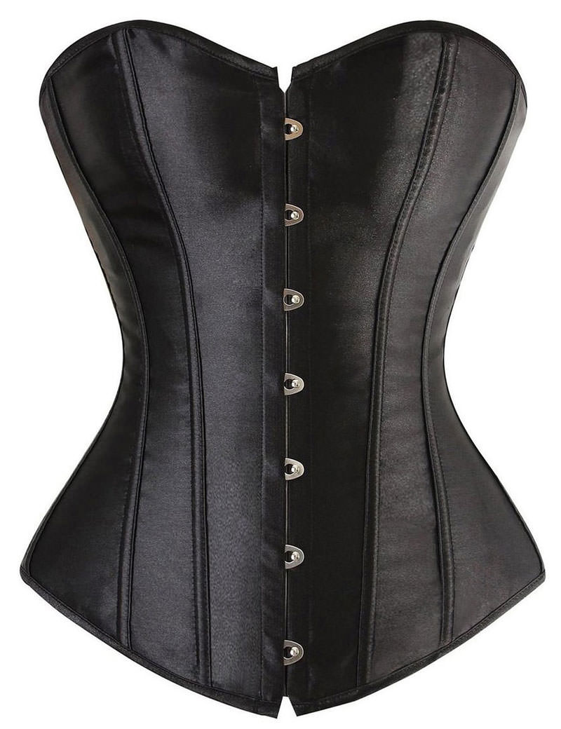 Women's Black Satin Sexy Strong Boned Corset Lace Up Bustier Top – Punk  Design