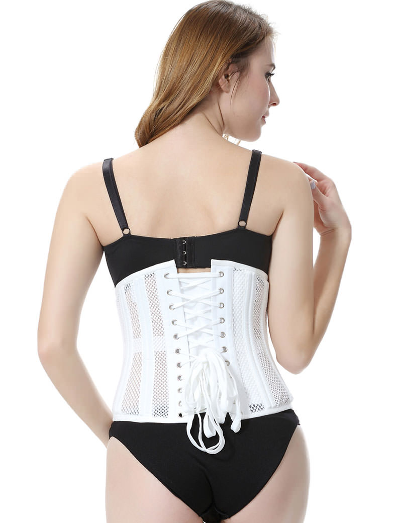 Lace Underbust Corset Women's Steel Boned Short Breathable Mesh