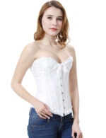 Everbellus Sweetheart Overbust Satin Lace Boned Corset Bustier W2