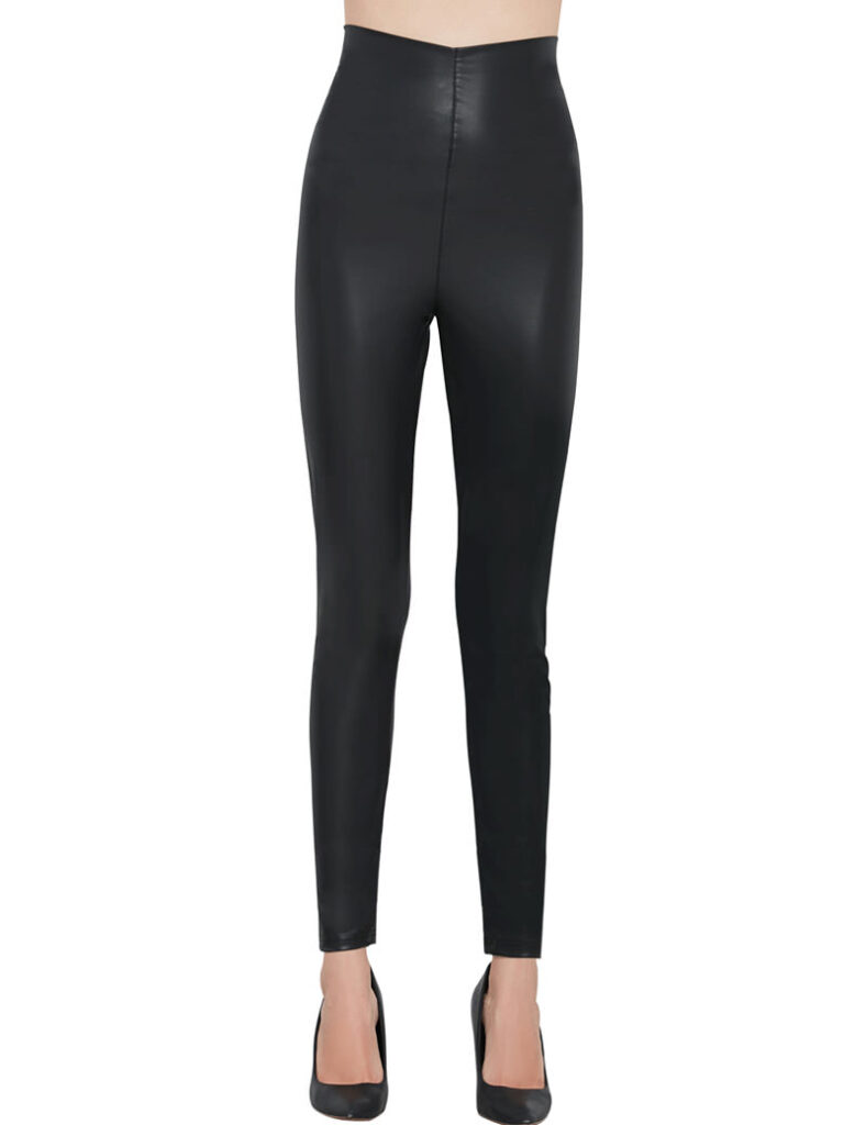 Black Faux Leather Splits High Waist Leggings