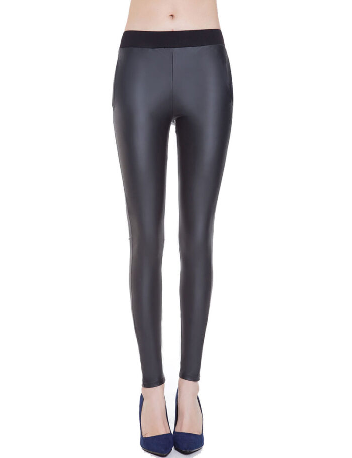 black faux leather pants