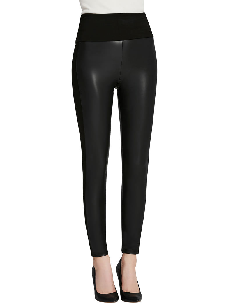 Womens Black Faux Leather Leggings Girls High Waisted Sexy Leather Pants