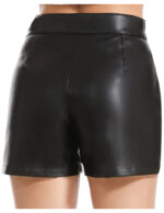 Everbellus Black Leather Leggings for Women Tummy Control Stretchy Leather Pants 3